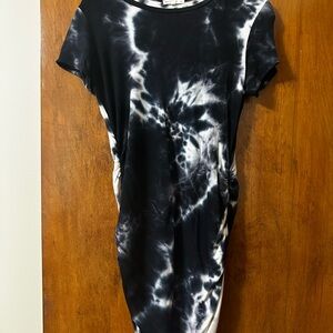 Black and White Tie-Dye Midi Dress